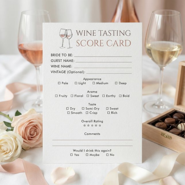 Carte de score de dégustation de vin pour mariage  (Créateur téléchargé)