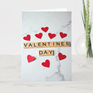 Carte de Scrabble Saint-Valentin rouge