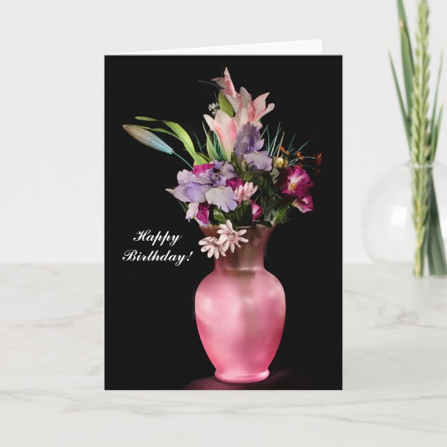 Carte de script d'anniversaire florale d'été (Devant)