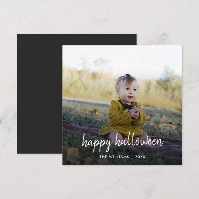 Carte de script moderne tendance Halloween Photo (Devant / Derrière)