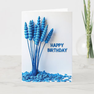 Carte de Sculpture d'Anniversaire Azur