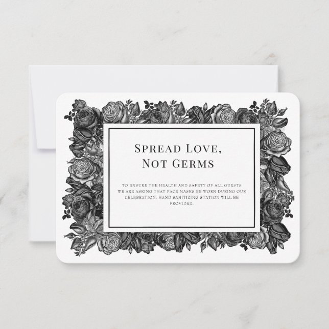 Carte de sécurité de mariage aux roses noires et b (Devant)