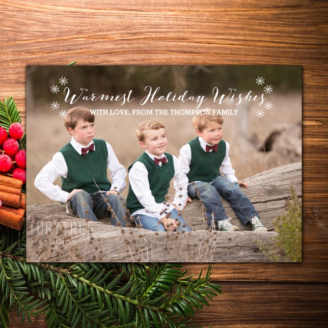 Carte de séjour blanc plus chaud (White Warmest Holiday Wishes Photo Card)