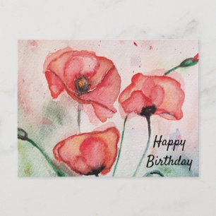 Carte de sentiment personnalisé Watercolor Poppy