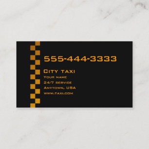 Carte de service de taxi simple en noir en or