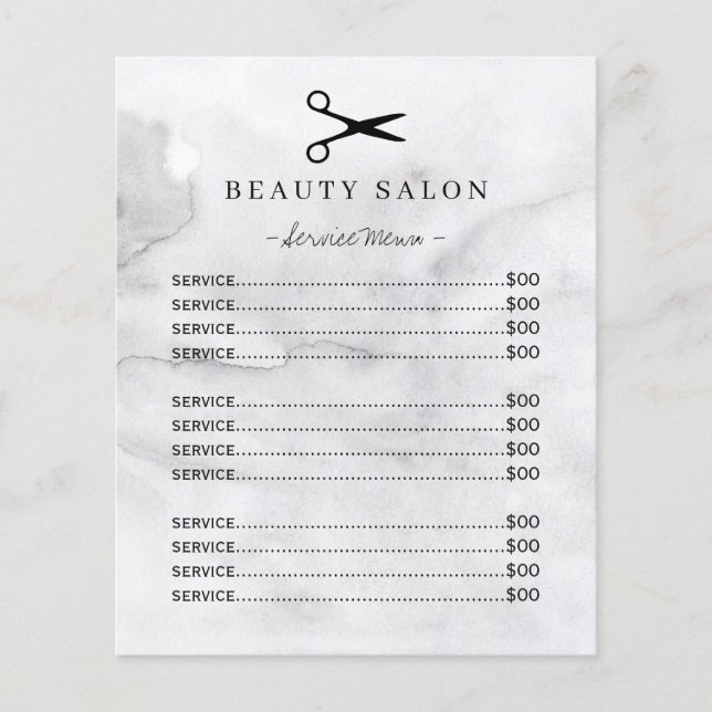 Carte de service du salon moderne gris aquarelle l (Devant)