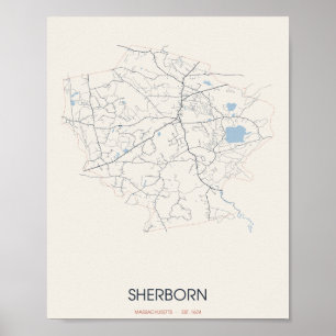Carte de Sherborn Massachusetts Poster