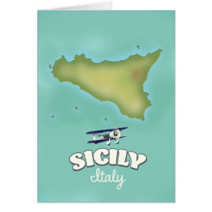 carte de Sicile Italie style vintage