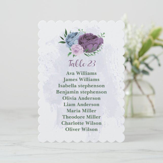 Carte de siège à fleurs bleu pourpre (Debout devant)