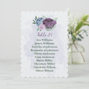 Carte de siège à fleurs bleu pourpre