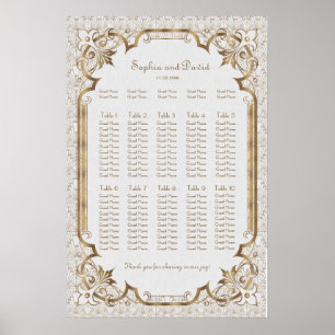 Carte de siège Art Déco Gatsby Gold Blanc