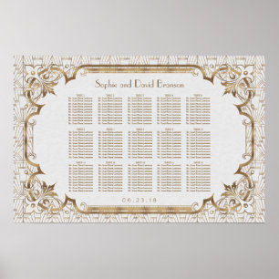 Carte de siège Art Déco Gatsby Gold Blanc