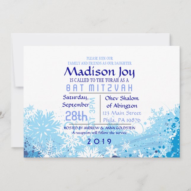 Carte de siège Bat mitzvah d'escorte à barres gril (Devant)