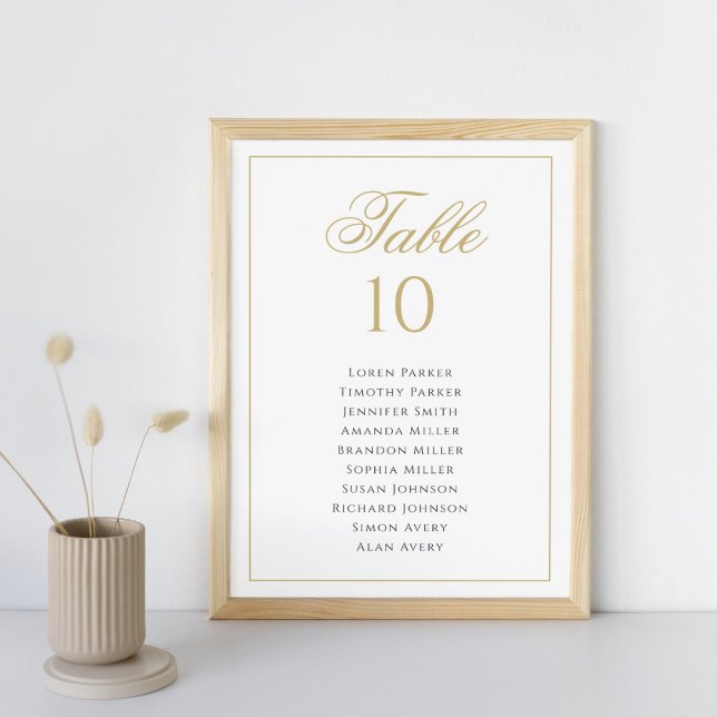 Carte de siège de Mariage classique en noir et or (Créateur téléchargé)