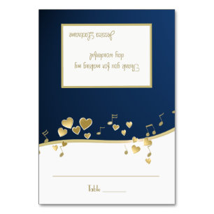 Carte de siège de musique Marine Blue and Gold Hea
