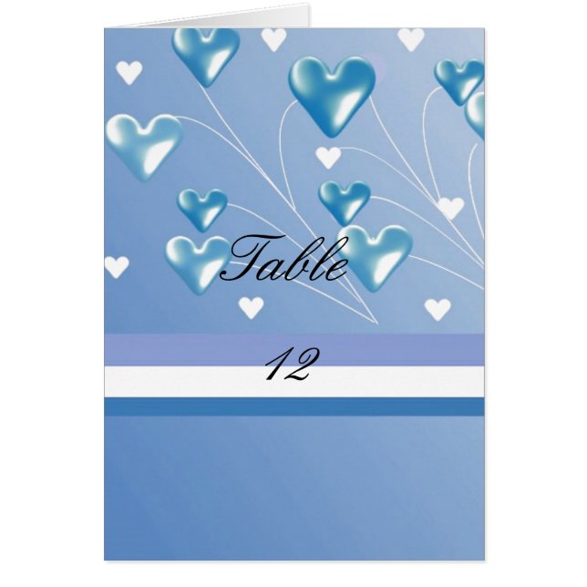 Carte de siège de table Blue Hearts (Devant)