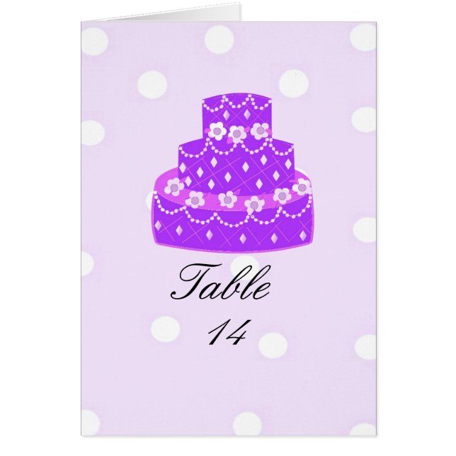 Carte de siège de table de gâteau Mariage violet (Devant)