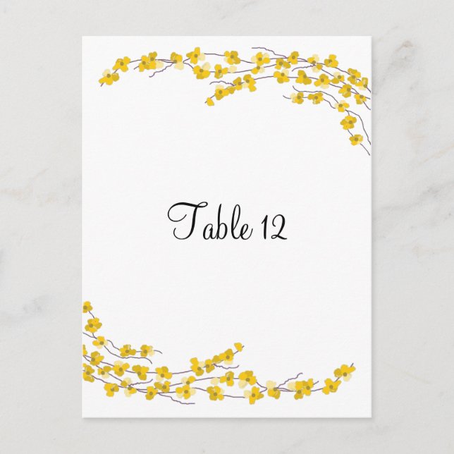 Carte de siège de table en fleurs jaunes dorées (Devant)