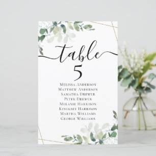 Carte de siège de table Eucalyptus 5,5 x 8,5 pouce