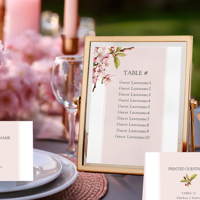 Carte de Siège de Table pour Mariage aux Fleurs de (Table Seating Card from the Cherry Blossom Wedding Collection by Darling & May)