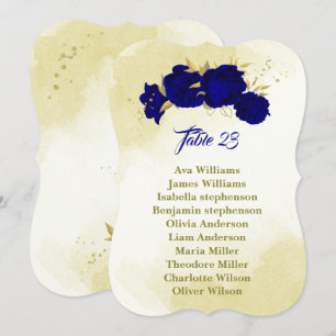 Carte de siège feuille Royal bleu fleurs or