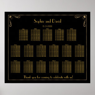 Carte de siège Mariage Art Déco Great Gatsby