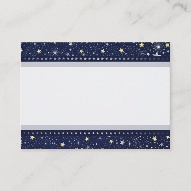 Carte de siège Mariage Bleu Gold & White Star BLAN (Devant)