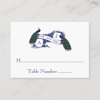 Carte de siège Mariage bleu marine, Peacock Turquo