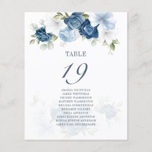 Carte de siège Mariage Dusty Blue Floral Table 19