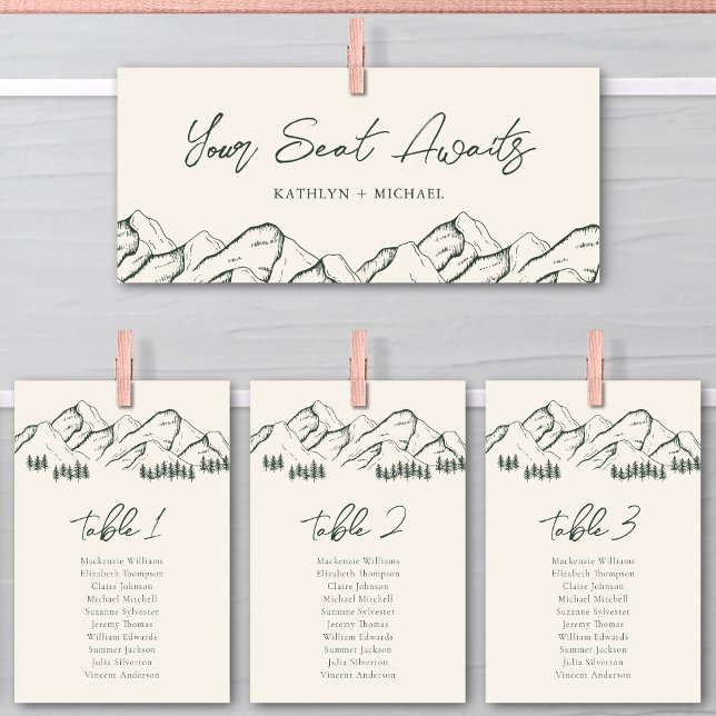 Carte de siège mariage en-tête Mountain Outdoor Ca (Créateur téléchargé)