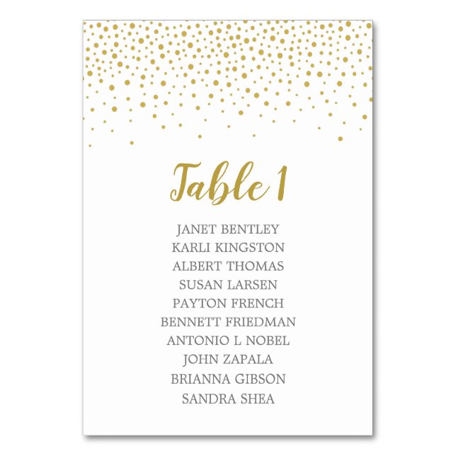 Carte de siège Mariage Gold Confetti | Choisissez (Par défaut)