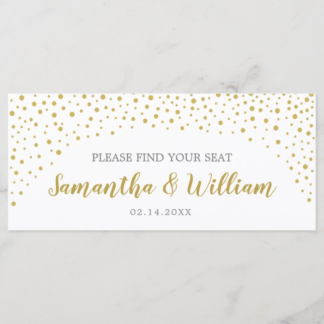 Carte de siège Mariage Gold Confetti | Choisissez (Devant)