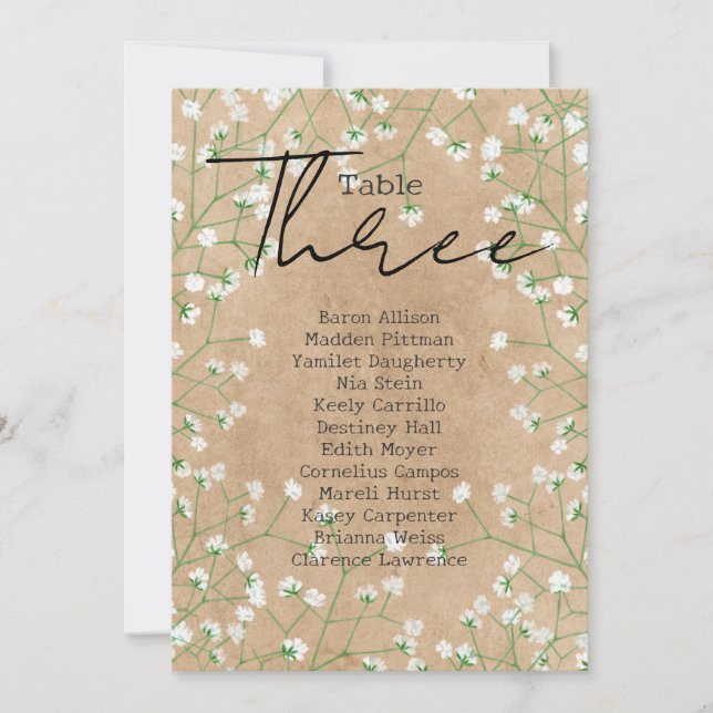 Carte de siège Mariage inspirée de la respiration  (Devant)