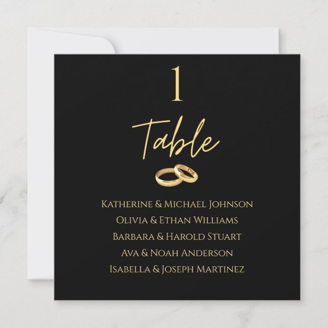 Carte de siège mariage - Noir et Or- (Devant)