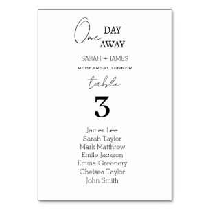 Carte de siège Mariage simple à un jour
