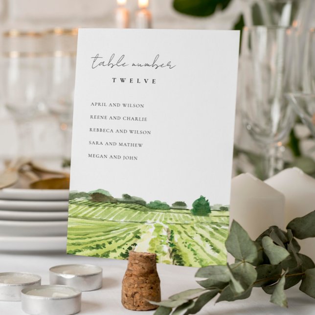 Carte de siège Mariage Watercolor Winery Vineyard (Créateur téléchargé)