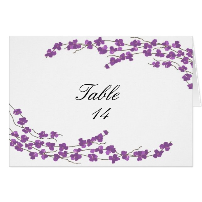 Carte de Siège pour Table de Fleurs - Fleurs Viole (Devant Horizontal)