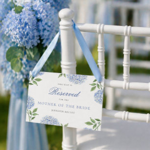 Carte de siège réservé de mariage à l'hydrangea bl