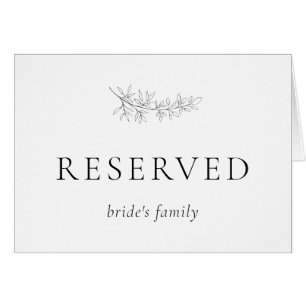 Carte de Siège Réservé de Mariage Botanique Minima