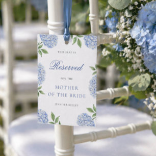 Carte de siège réservé pour mariage avec hydrangea