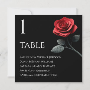 Carte de siège Rose-Mariage simple rouge -