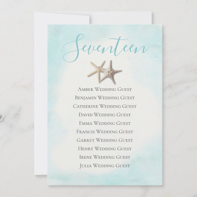 Carte de siège Starfish Table 17 (Devant)