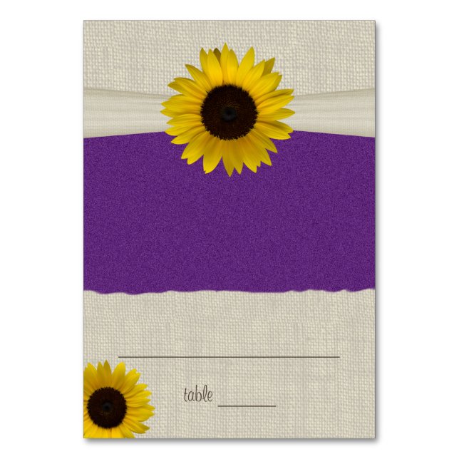 Carte de siège violet Sunflower et Burlap (Par défaut)