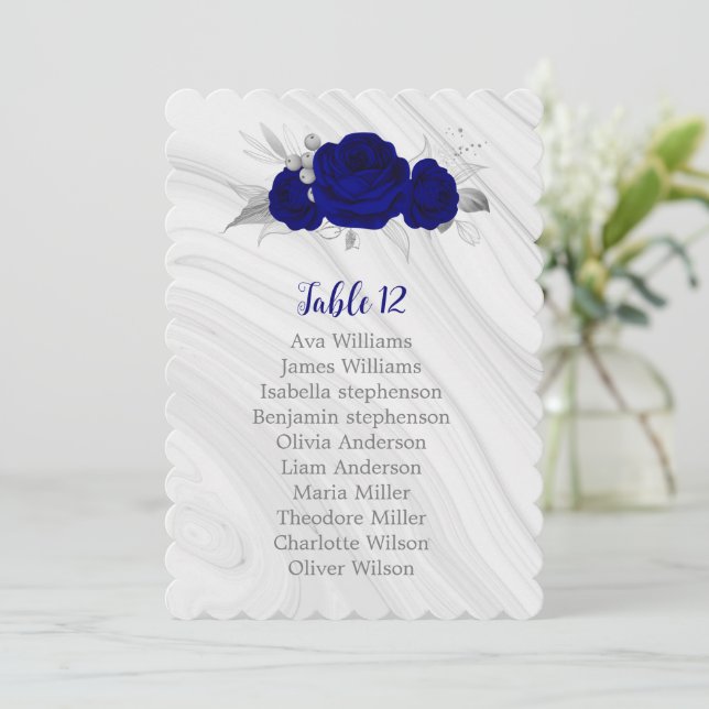 carte de sièges à fleurs bleu royal (Debout devant)