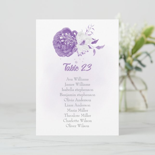 carte de sièges botanique romantique blanc pourpre (Debout devant)