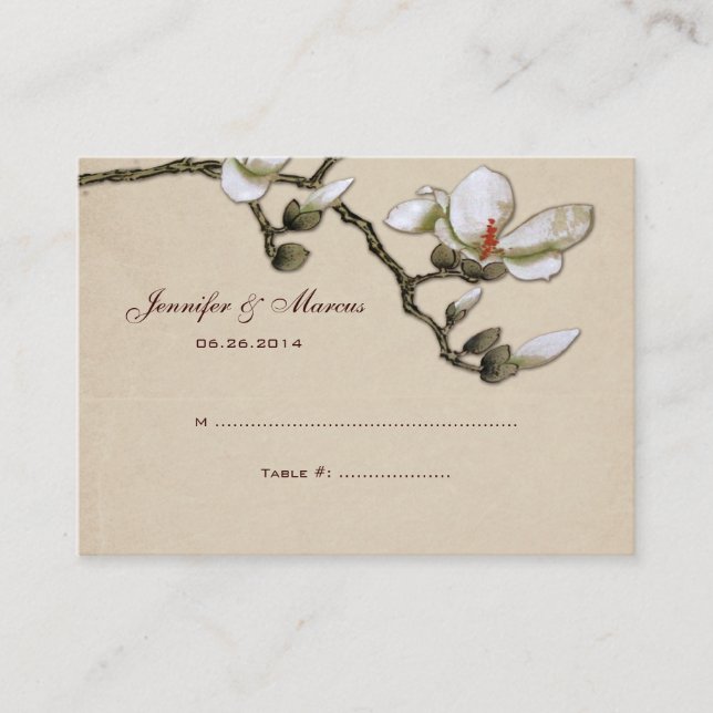 Carte de sièges floraux ivoire et blanc Magnolia (Devant)