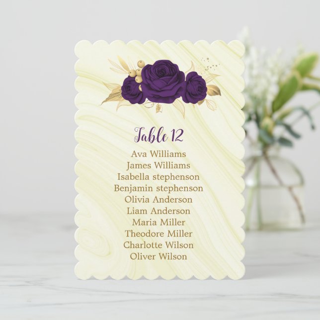 carte de sièges géométrique à fleurs d'or violet r (Debout devant)