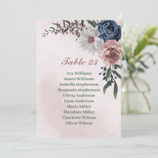 carte de sièges romantique bleu rose blanc (Debout devant)