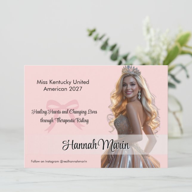 Carte de signature Couronne Rose Foncé pour Concou (Debout devant)