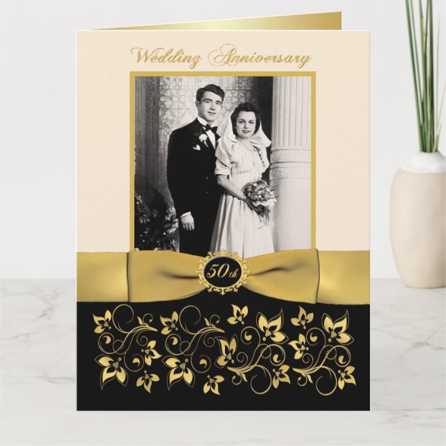 Carte de signature pour invité photo pour le 50e a (Devant)